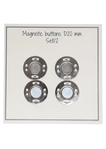Go Handmade Magnetknöpfe 20 mm (2 Stück): Silber
