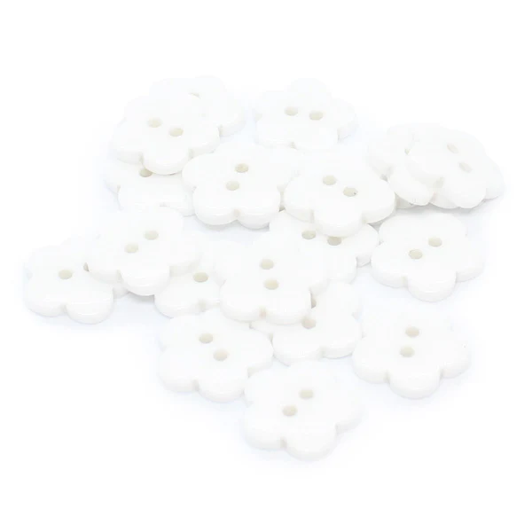 HobbyArts Kunststoffknöpfe Weiße Blume, 15mm, 20 Stk