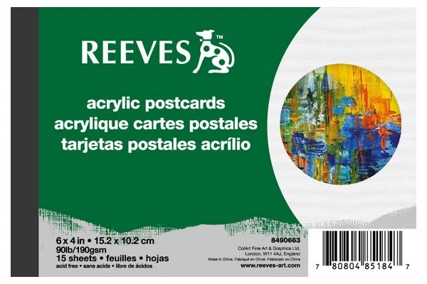 Reeves Postkort Akryl, 15 sider