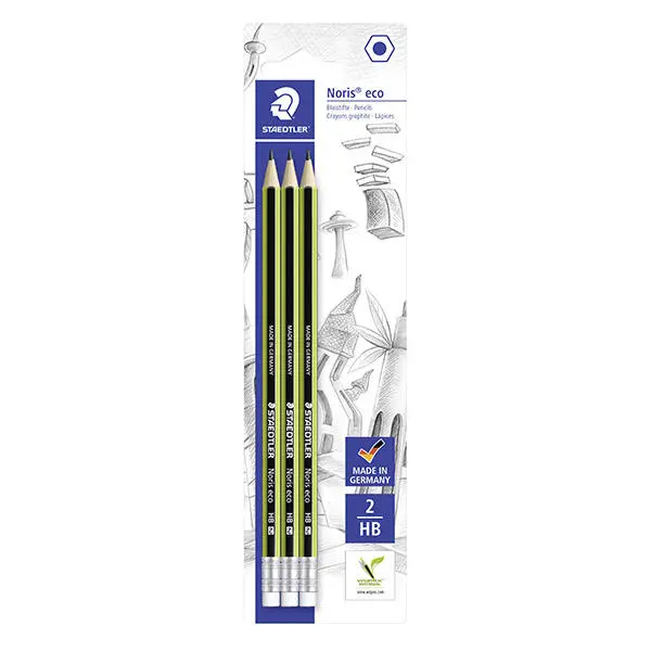 STAEDTLER Noris Eco Bleistiften mit Radiertip, 3 Stck