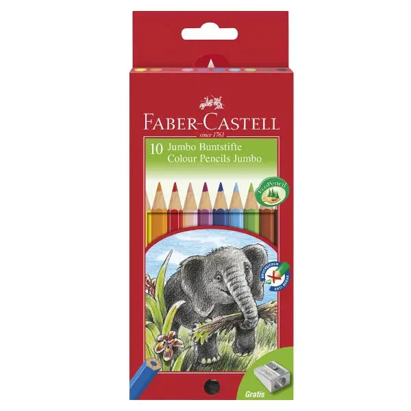 Faber-Castell Crayons Jumbo 10 Stück + Anspitzer Elefant