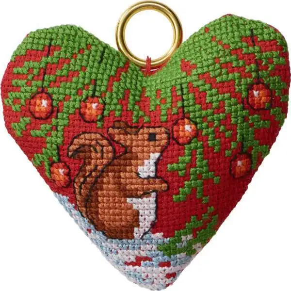 Stickpackung Weihnachten hängendes Eichhörnchen im Herzen