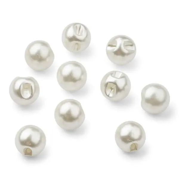 HobbyArts Perlenknöpfe, Weiß, 15 mm, 10 Stück