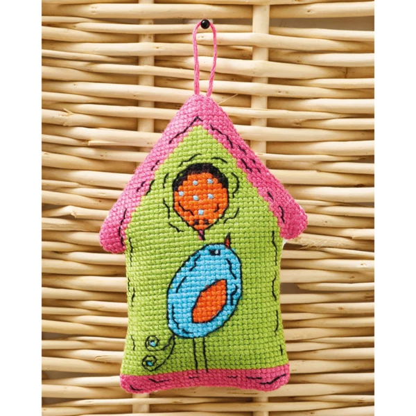Vogelhaus grün 2 Vögel 7 x 9 cm