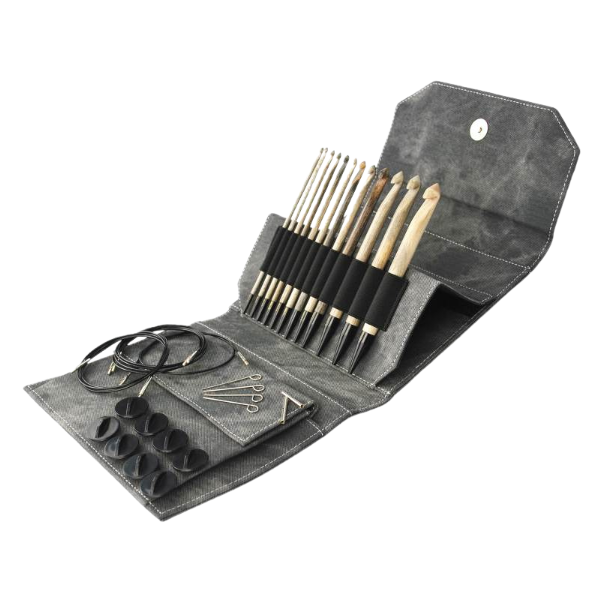 LYKKE Set Auswechselbarer Tunesischer Häkelnadeln Driftwood, Grau, 15 cm