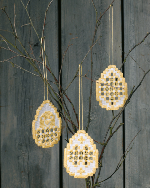 Stickpackung Osterei Hardanger 3 Stk 6 x 8,5 cm