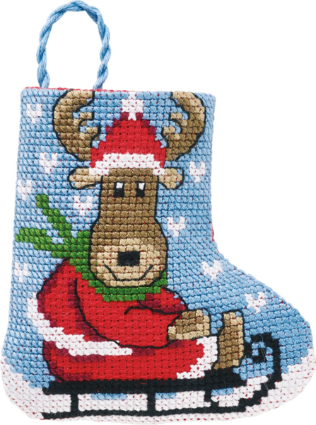 Stickset Elch Schlitten Weihnachtsstrumpf 7 x 8 cm