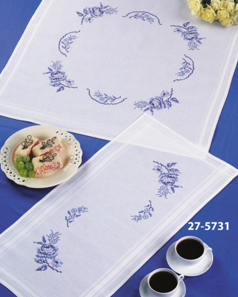 Stickset Blaue Rosen xxx 80 x 80 cm