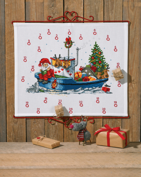 Stickset Weihnachtsmann im Boot B5125/58 58 x 48 cm