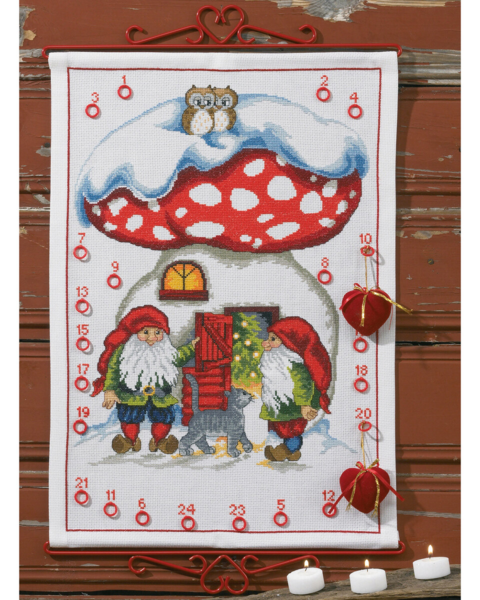 Stickset 2 Wichtel mit Katze 5125/38 38 x 53 cm