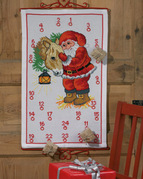 Stickset Weihnachtsmann mit Pferd 5125/38 38 x 62 cm