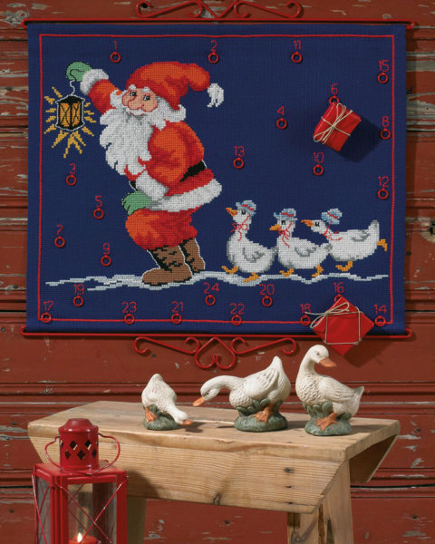 Stickpackung Weihnachtswichtel mit Gänsen 58 x 47 cm
