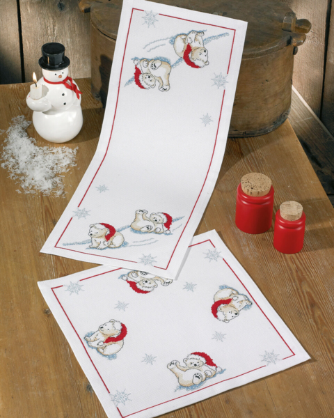 Stickset Eisbären auf Glatteis 24 x 62 cm