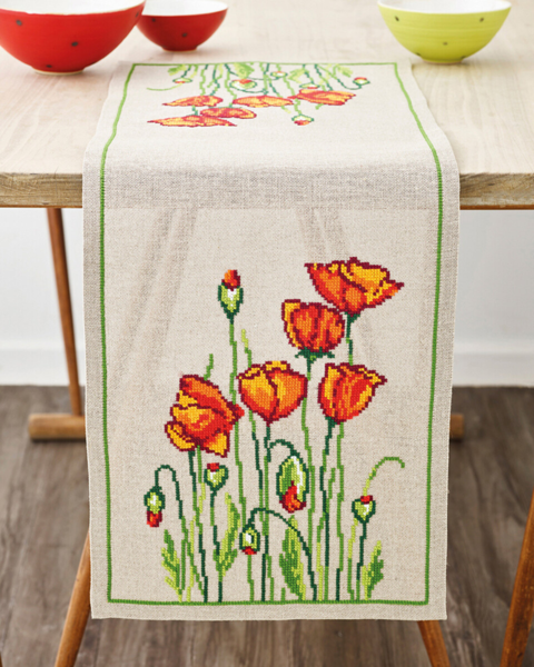 Stickset Wilde Mohnblumen 31 x 91 cm