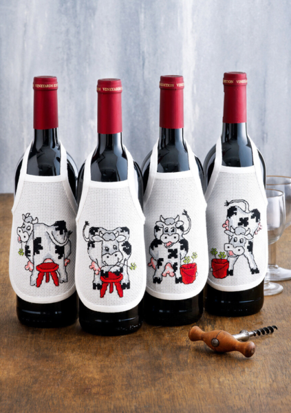 Stickset Kuh, Hocker und Eimer 10 x 15 cm