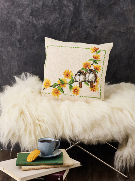 Stickset Ranunkel & Spatzen 40 x 40 cm