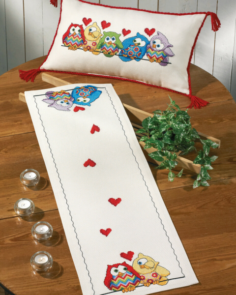 Stickset Eulen auf Reihe 60 x 35 cm