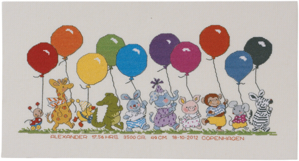 Stickset Tiere mit Ballons 22 x 42 cm R5301