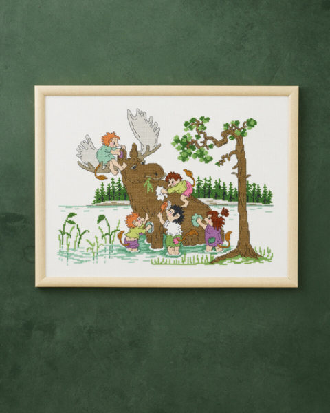 Stickset Elch Waschung 40 x 30 cm