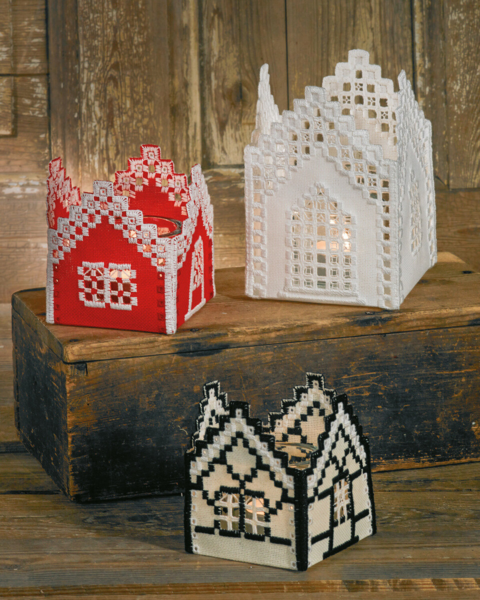 Stickerei-Kit Hardanger Kirche 8,5 x 8,5 x 10 cm