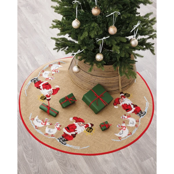 Weihnachtsmann und Gänse Ø125 cm