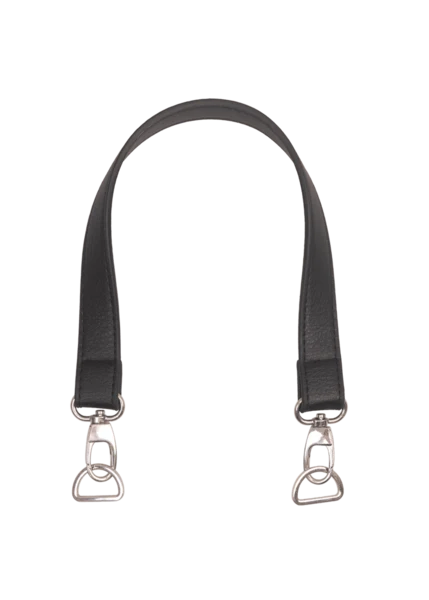 Go Handmade Taschengriff mit Karabinerhaken und D-Ring: 50 x 2,5 cm, Schwarz/Silber