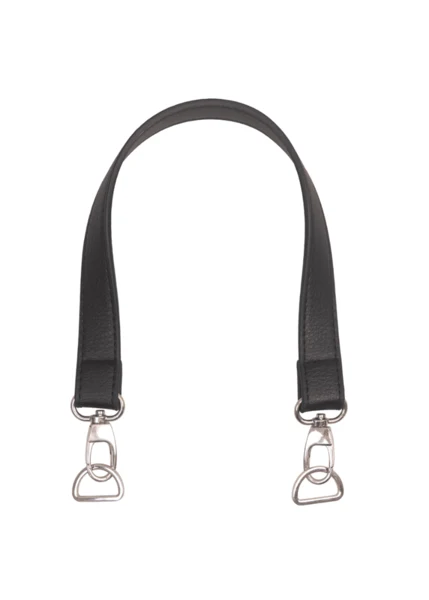 Go Handmade Taschengriff mit Karabinerhaken und D-Ring Schwarz/Silber