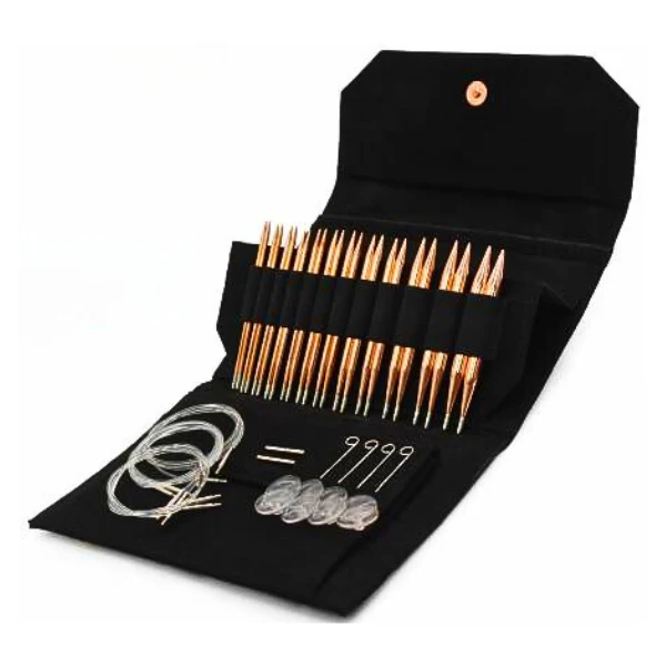 Lykke Cypra Austauschbares Stricknadel-Set – 9 Paar Größen 3-10.5, 8,9 Cm, Veganes Wildlederetui, Schwarz