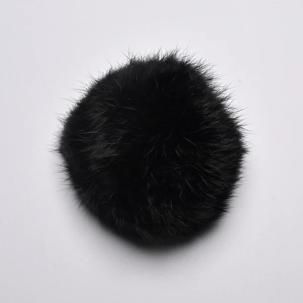 Pompon Kaninchenfell 10 cm 01 Schwarz