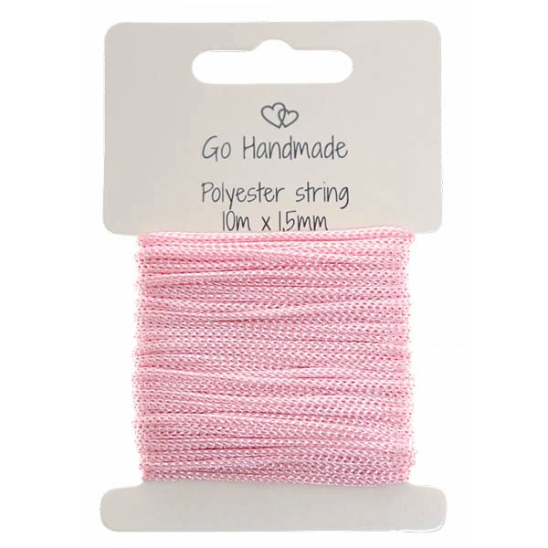 Go Handmade polyester snøre 10mx15mm pink