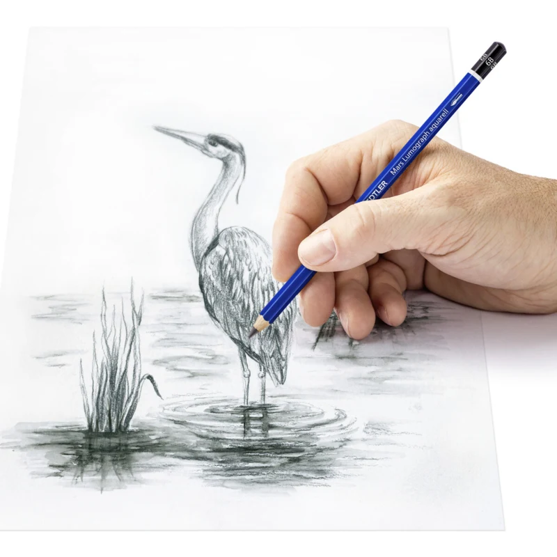 STAEDTLER Mars Lumograph Aquarell Wasservermalbarer Bleistift & Pinsel, 3 + 1 Stück – Anwendung