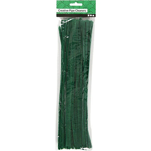 Chenille, 6mm, 30cm, 50stk Mørk grøn