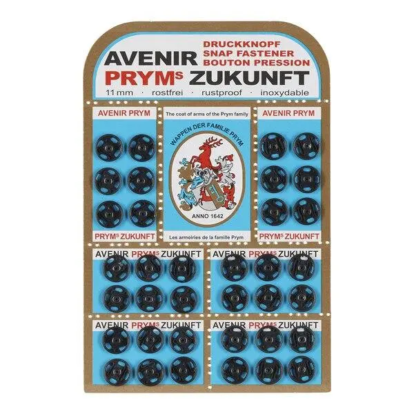 Prym Druckknöpfe Schwarz 11 mm, 36 Stck