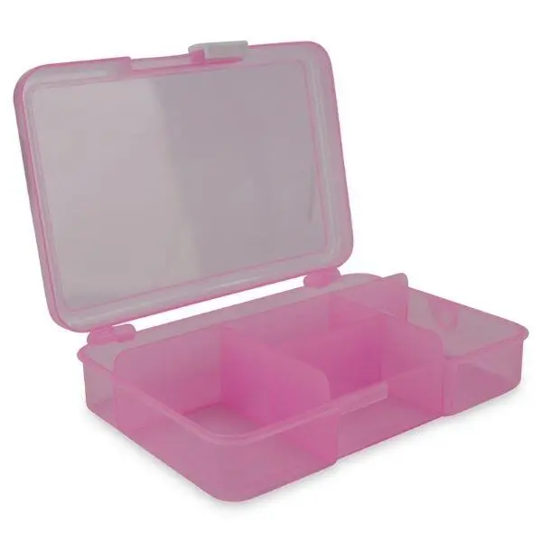 Plastbox mit Deckel Pink 14,5 x 10 cm, 5 Räume