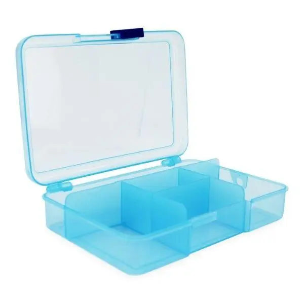 Plastbox mit Deckel Blau 14,5 x 10 cm, 5 Räume