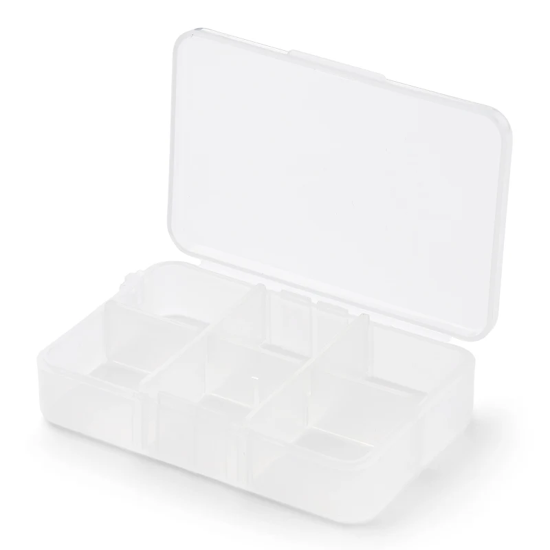 Kunststoffbox mit Deckel Transparent 8 x 5,5 cm, 6 Felder