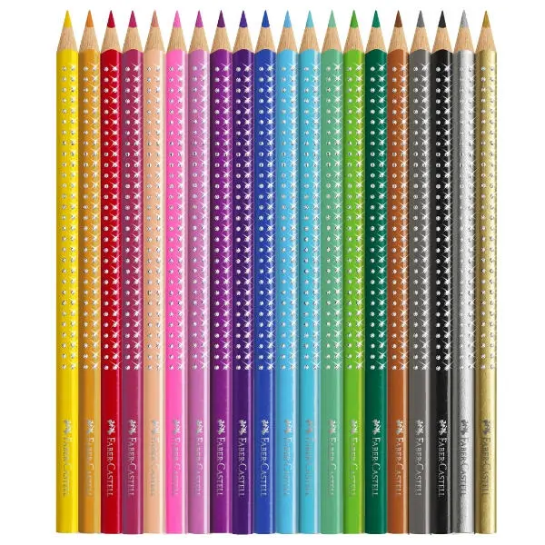 Faber-Castell Sparkle Blechdose 20 funkelnde Farben + Tipps