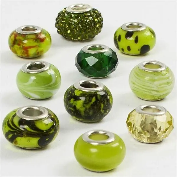 Glasperlen Harmonie Grün mit Glitter