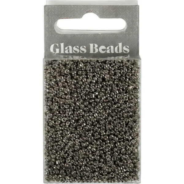 Rocaiperlen, Glasperlen 1,7 mm Grau Metall
