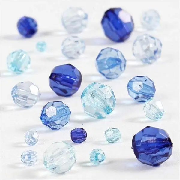 Facettenperlen-Mix, 4-12 mm Blau