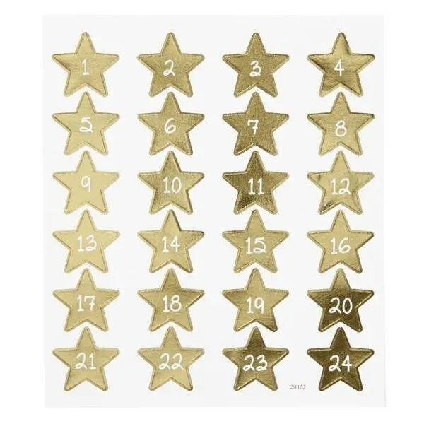 Sticker für Adventskalender, 24 stück Sterne