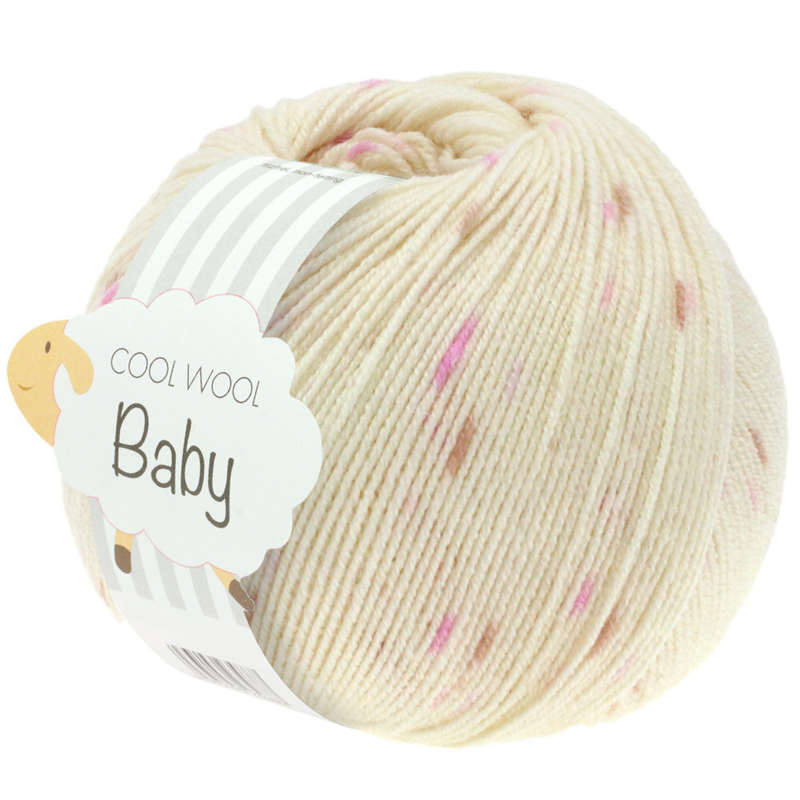 Lana Grossa Cool Wool Baby 353 Rohweiß/Flieder/Rosa/Beere