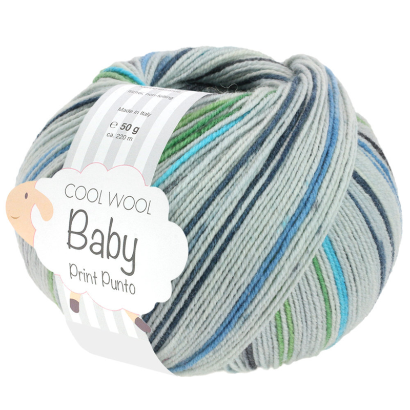 Lana Grossa Cool Wool Baby 315 Hellgrau/Anthrazit/Hellgrün/Weißgrün/Türkis/Grau-blau