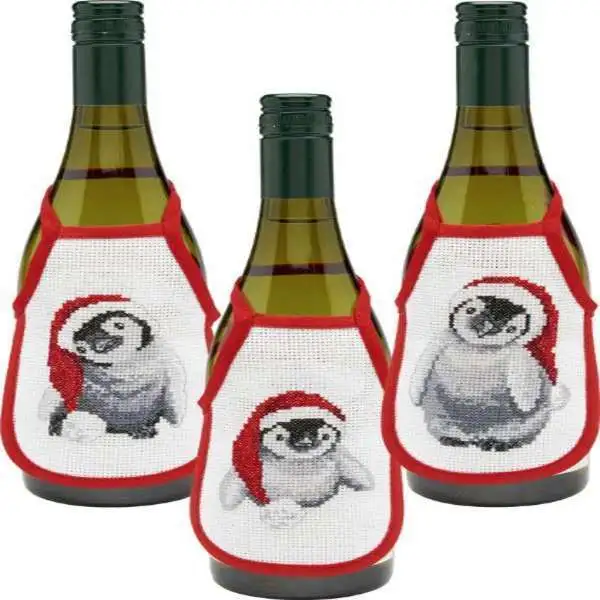 Stickereiset Flaschenschürze Pinguine
