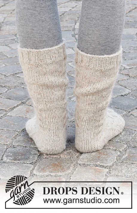 227-66 Cable City Socks by DROPS Design