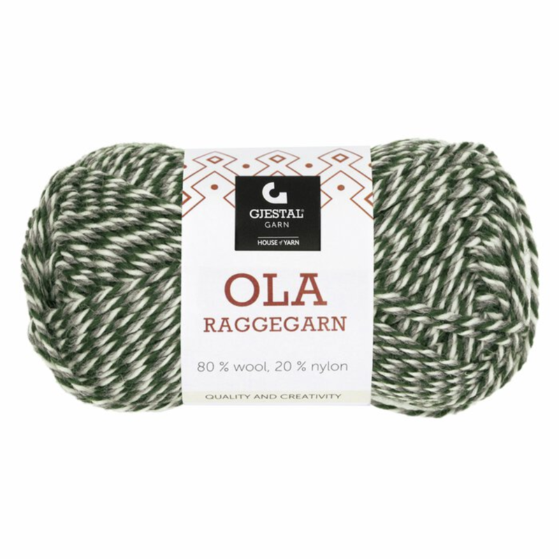 Gjestal Ola Raggegarn 717 Grau/Grün/Weiß gemillt