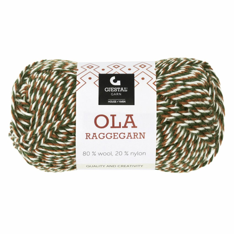 Gjestal Ola Raggegarn 718 Braun/Grün/Weiß gemillt