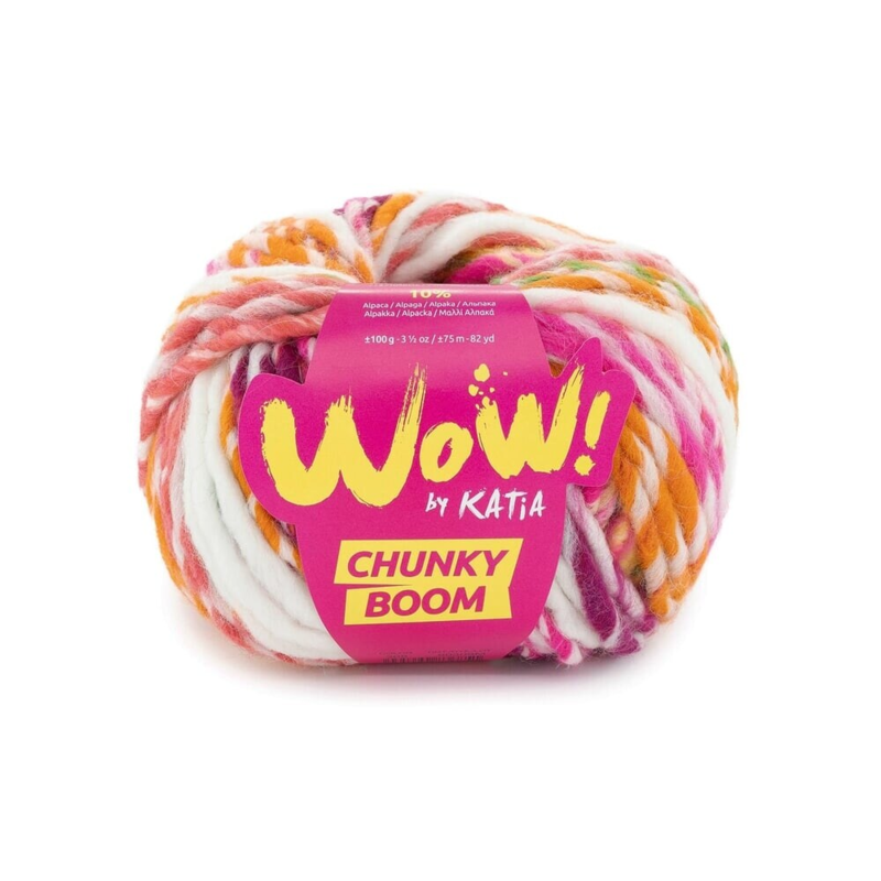 Katia Wow Chunky Boom 308 Leuchtendgrün-Fluorgelb-Fluorpink-Leuchtendorange