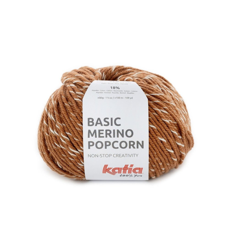 Katia Basic Merino Popcorn 106 Kupfer-weiß