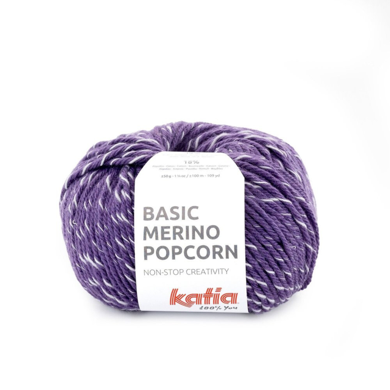 Katia Basic Merino Popcorn 100 Violett-weiß